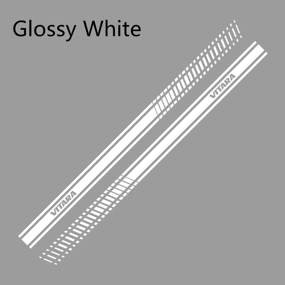 Glossy White 2 шт. для Suzuki Vitara автомобильные длинные боковые наклейки на юбку DIY виниловая пленка авто Спорт Стайлинг наклейки автомобильный тюнинг автомобильные аксессуары - Название цвета: Glossy White