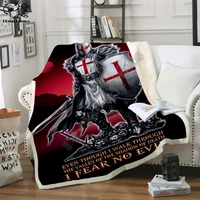 knights templar blanket 3d printed sherpa blanket on bed home textiles dreamlike home accessories style 1