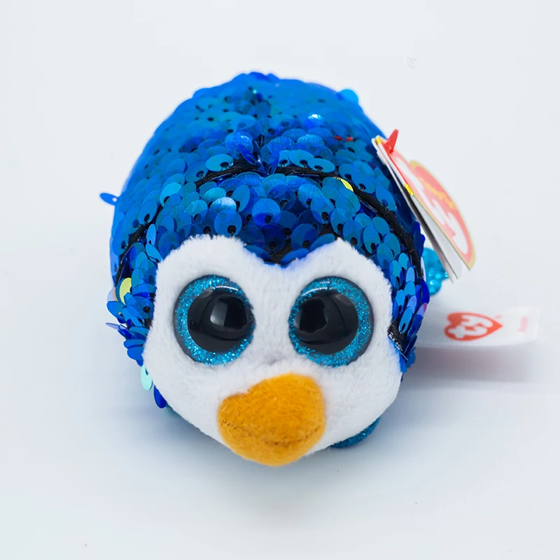 

10 CM Beanie Big Glitter Eyes Payton The Blue Sequin Penguin Reversible Sequin Screen Cleaner Doll Boy Girl Birthday Christmas G