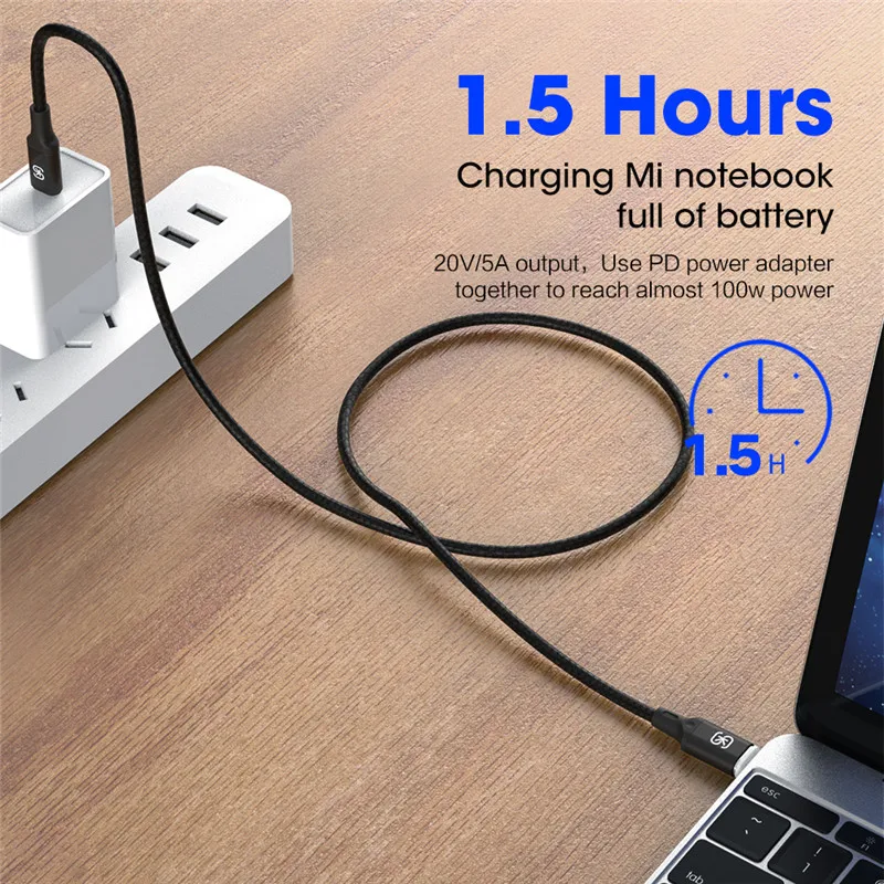 Магнитный зарядный кабель PD 100 Вт быстрая зарядка USB типа C для Macbook Pro Реверсивный