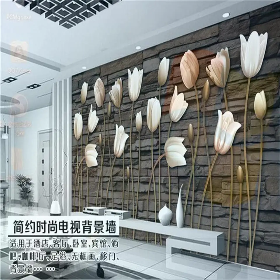 Пользовательский размер 3d фото обои роспись Гостиная тюльпан ретро Европейский