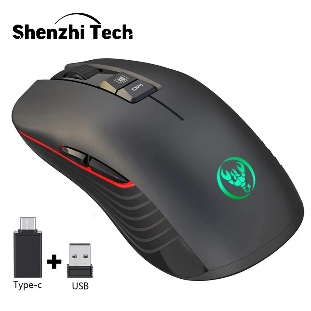 

2.4G TYPE-C Wireless Gaming Mouse USB-C Wireless Mouse Rechargeable 7 Colors Breathing Light Compatible with Mac and PC