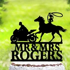 Персонализированный Топпер для свадебного торта Cowgirl, Свадебный Топпер для торта в стиле невесты и жениха, парный Топпер для торта с лошадью мистер и миссис