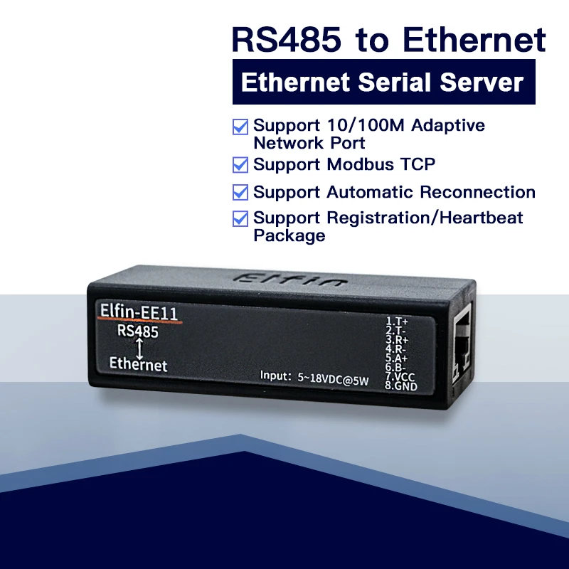 

EE11 MINI RS485 serial server to Ethernet ModbusTCP serial to Ethernet RJ45 converter with embedded web server