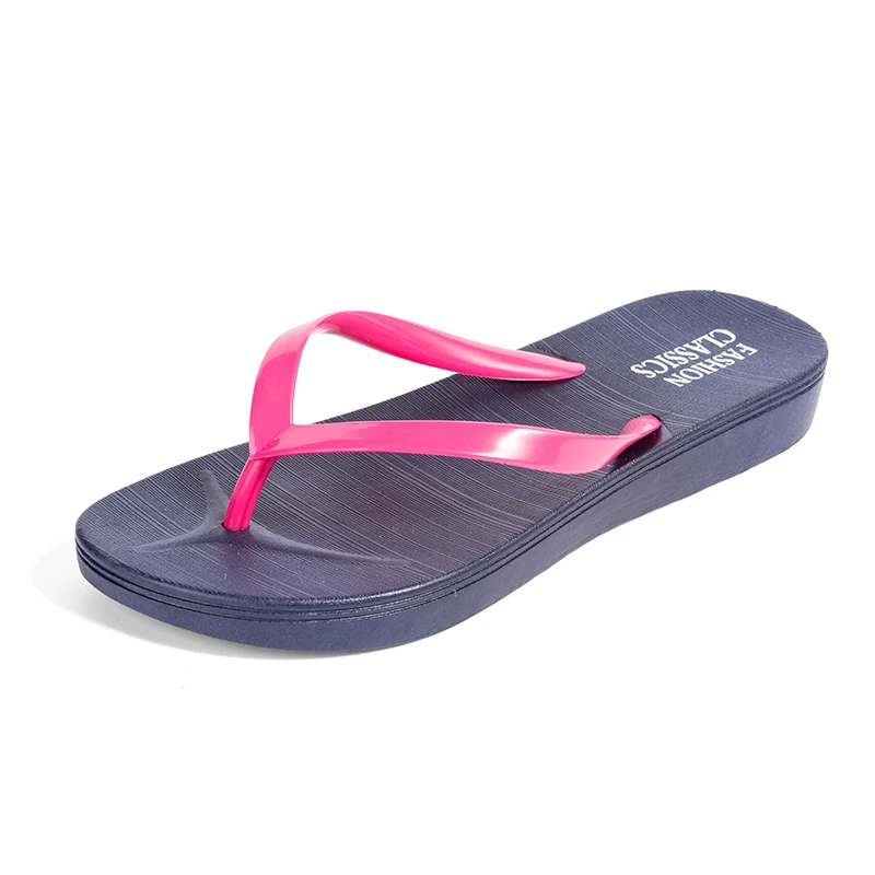 Womens Summer Slip-on Shoes Anti-slip Hard-wearing Fashion Leisure PVC Rubber Slippers Beach Swimming Indoor T-tied Flip Flops