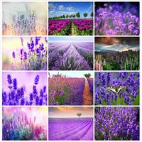 5d diy diamond embroidery mosaic lavender manor scenery paintings rhinestone flowers picture wall art poster home decoration