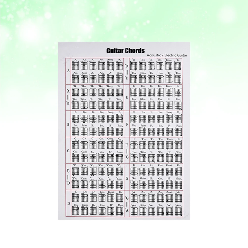

Guitar Fingering Paper Chart Guitar Chord Practice Chart for Beginner Starter Guitar Lover