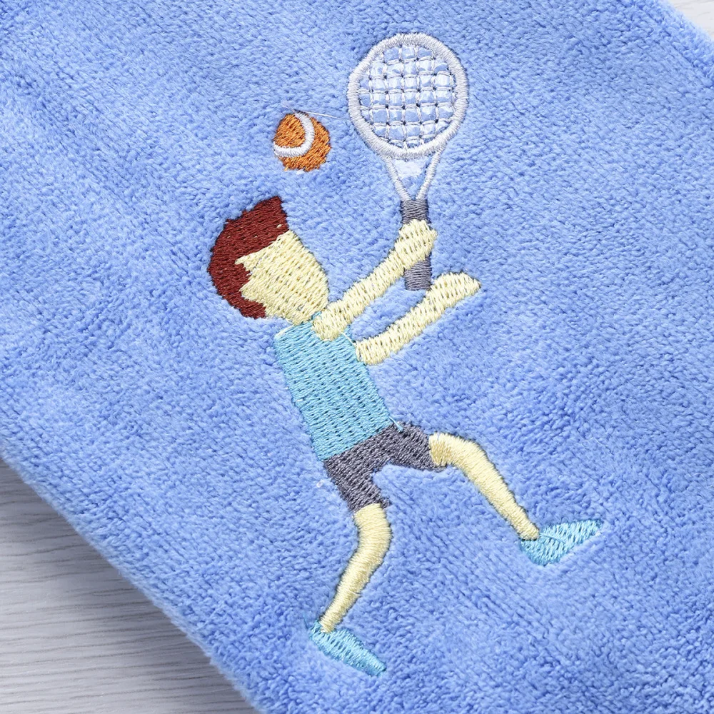 

Sport Towels with Embroidered Tennis Patterns Cotton Towels for Gym Yoga Bike-riding Running Sports - Blue (25x110cm)