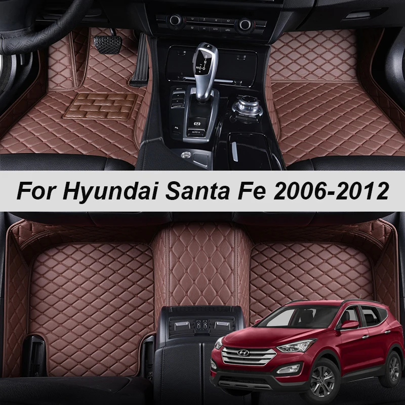

100% Fit Custom Made Leather Car Floor Mats For Hyundai Santa Fe 2006 2007 2008 2009 2012 Carpets Rugs Foot Pads Accessories