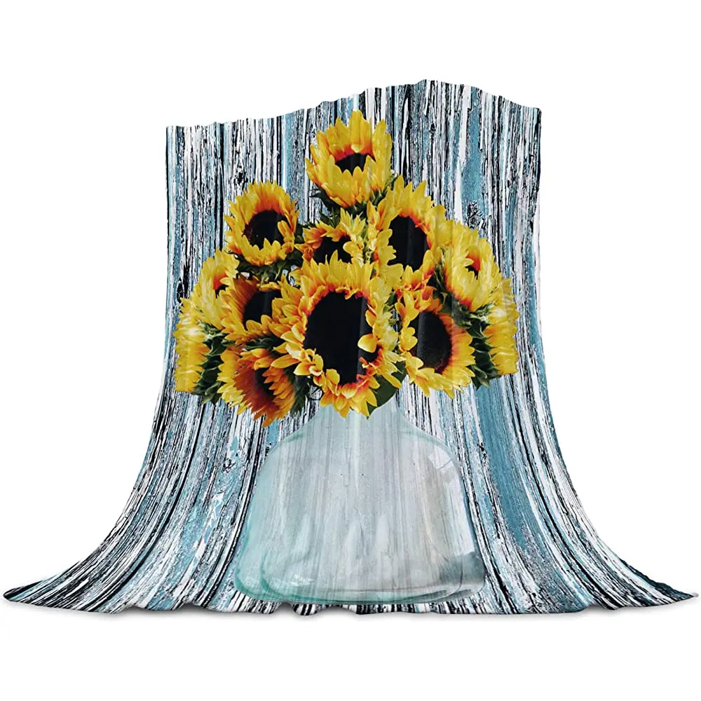 

Флисовое одеяло, фланелевые одеяла и пледы для кровати на диван, супермягкое уютное легкое плюшевое пледовое одеяло, картина подсолнуха