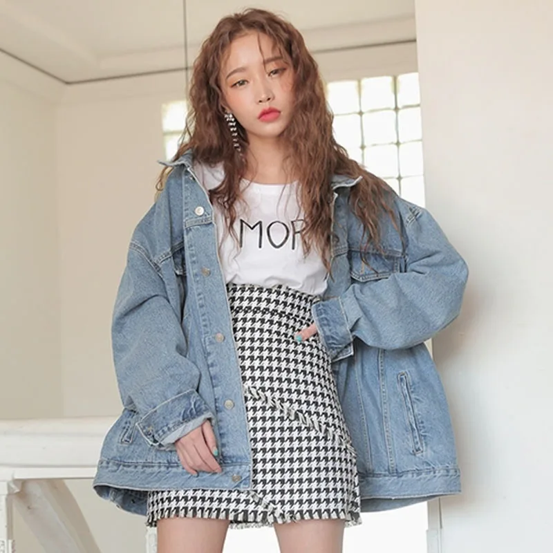

2021 Autumn Winter New Korean Fashion Retro Wild Lapel Single-breasted Multi-pocket Design Loose Casual Long-sleeve Denim Jacket