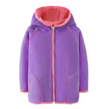 Boys Polar Fleece Jacket Kids Hooded Long Sleeve Autumn Girl Child Coat Embroidery Warm Children Outerwear Clothes - Цвет: Лаванда