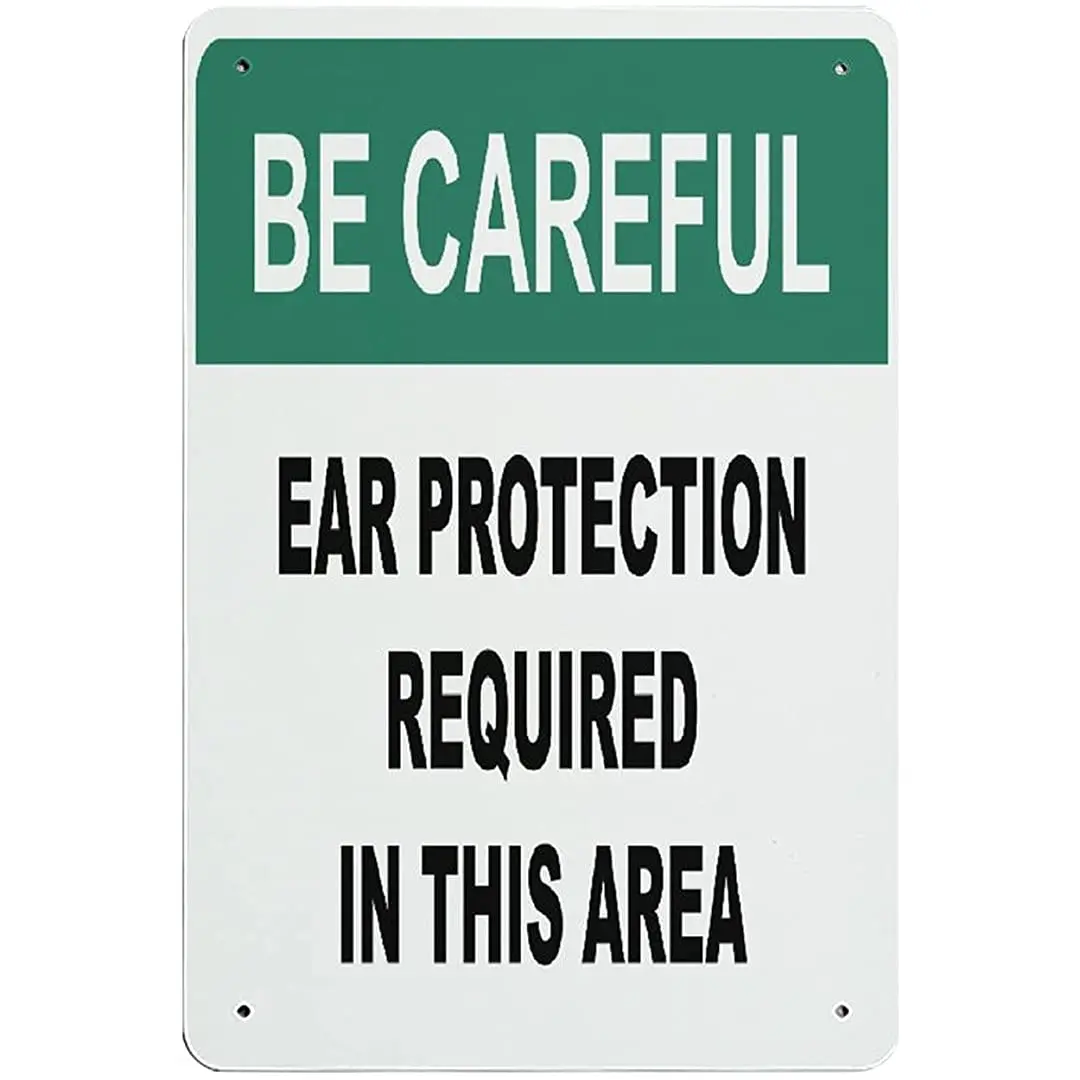 

Aluminum Metal Sign Be Careful Ear Protection Requied in This Area Aluminum Signs for Indoor Outdoor and Road Wall Decoration