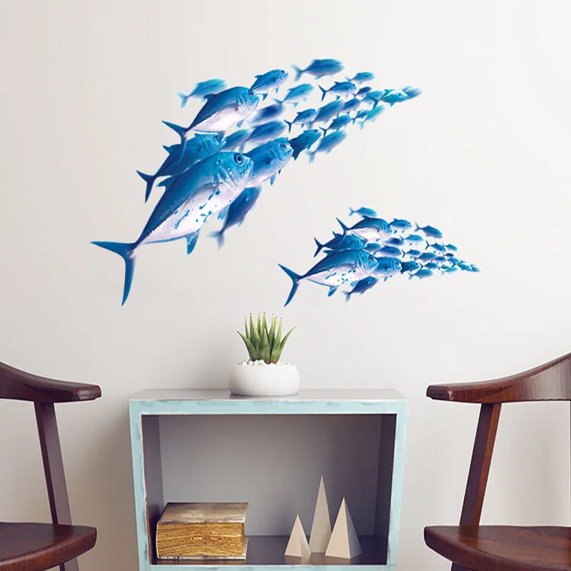 

3D fishes wall Stickers kids Children's rooms living room decoration Mural home art Decals Transparent Background stickers