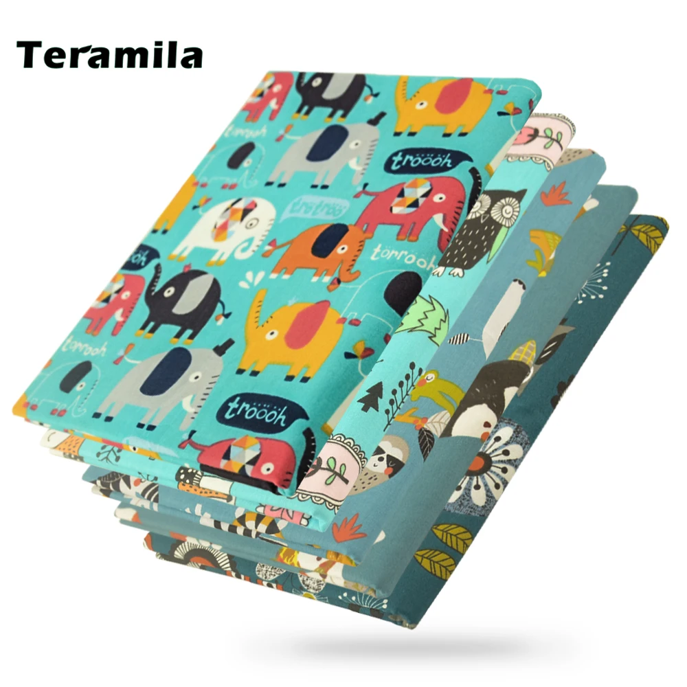 

Teramila Elephant Cartoon Design Printed Bedding Apparel Fabrics for Sewing Home Textile Cloth Needlework Quilt By the Per Meter