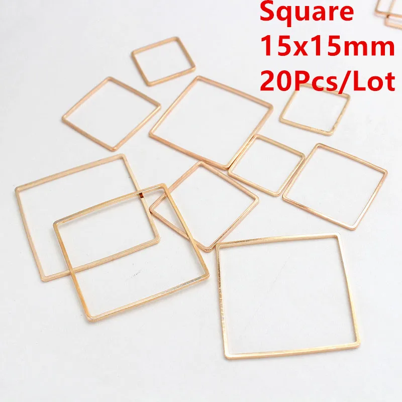 15mm kc square 20 шт./лот KC золотые кольца для DIY Изготовление сережек круглая серьга круга кулон ювелирные аксессуары фурнитура 20 мм 25 мм 35 мм 40 мм - Цвет: 15mm kc square