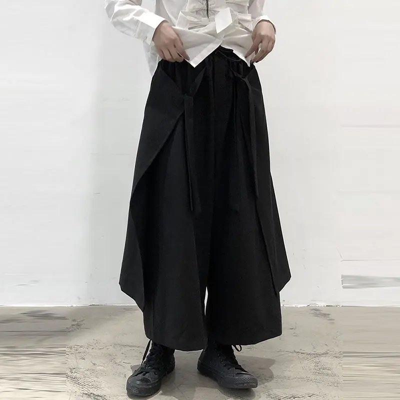 XITAO Irregular Black Pants Fashion New Women Elastic Waist Pocket Goddess Fan Casual Style 2021 Spring Loose Pants ZY5863