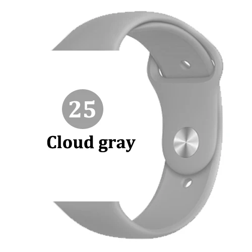 25-Cloud gray Ремешок для apple watch band 4 3 correa iwatch band 42 мм/38 мм 44 мм/40 мм 2 спортивный силиконовый браслет pulseira apple watch аксессуары - Цвет ремешка: 25-Cloud gray