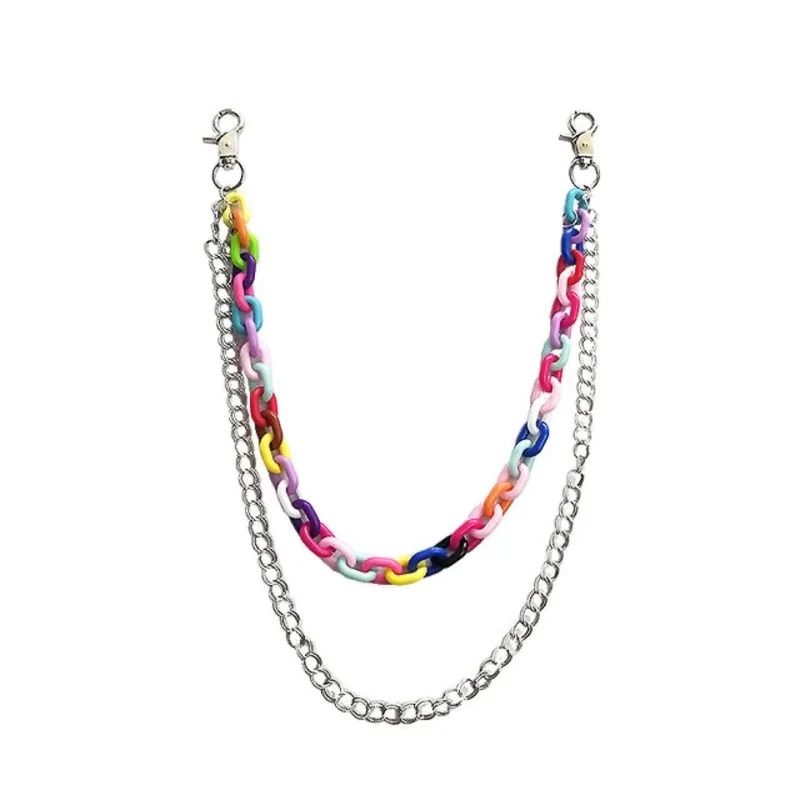 

New Colorful Cute Harajuku Style Plastic Metal Chain Detachable Waist Chain Women's Short Skirt Phants Zipper Necklace