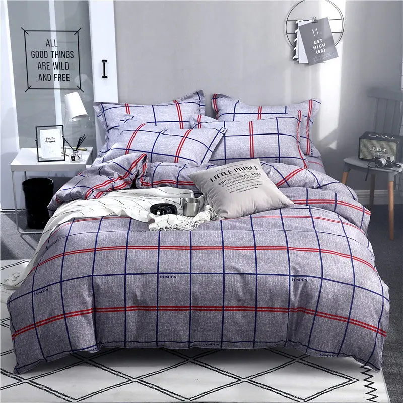 32 Bedding Set New Design 1Pcs Duvet Cover Plaid Stripes Quilt Cover Skin Care Cotton Bedclothes - Цвет: 32