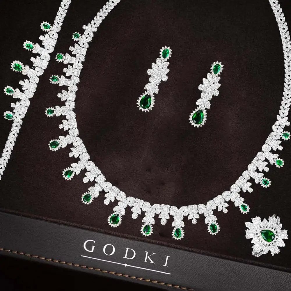 

GODKI известный бренд 2022 Подвески Роскошные 4 шт ювелирные изделия из Саудовской Аравии наборы для женщин Свадебные с кубическим Цирконом Кри...