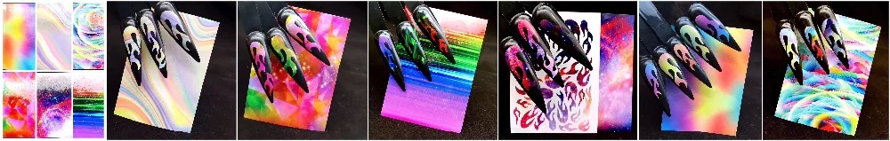 Modelones, 6 шт./лот, лазерная Серебряная наклейка для нейл-арта, голографическая наклейка с пламенем, наклейки для нейл-арта, фольга, лента, наклейка