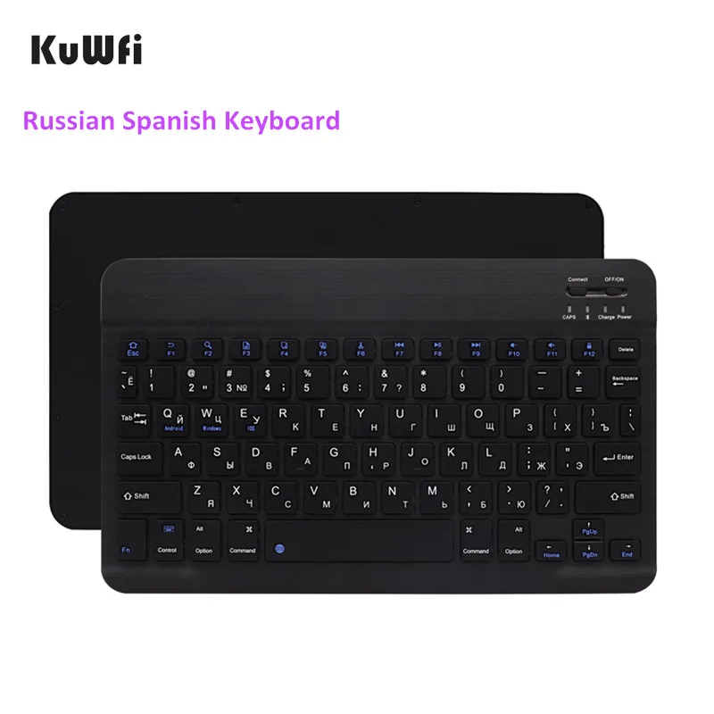 KuWfi ультра тонкая клавиатура Bluetooth Беспроводная русская/испанская для HuaWei/Xiaomi/IOS