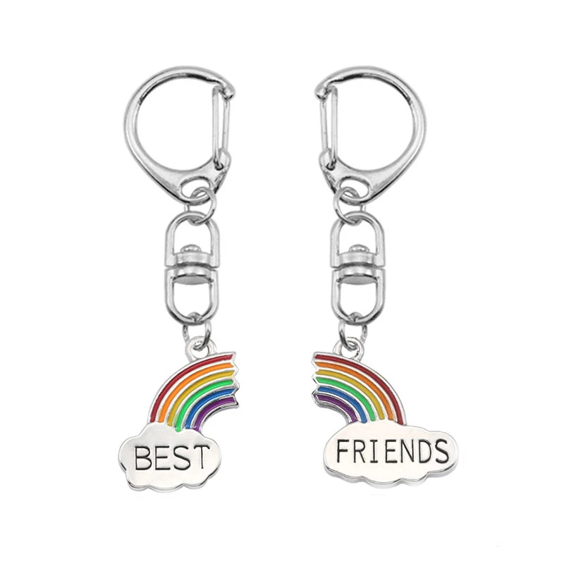 2020 лучший друг пара соединения сплав подвеска брелок разбитое сердце радуга