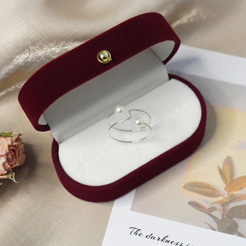 

ASHIQI Natural Freshwater Double Pearl Ring 925 sterling silver party fashion jewelry girl 2021NEW