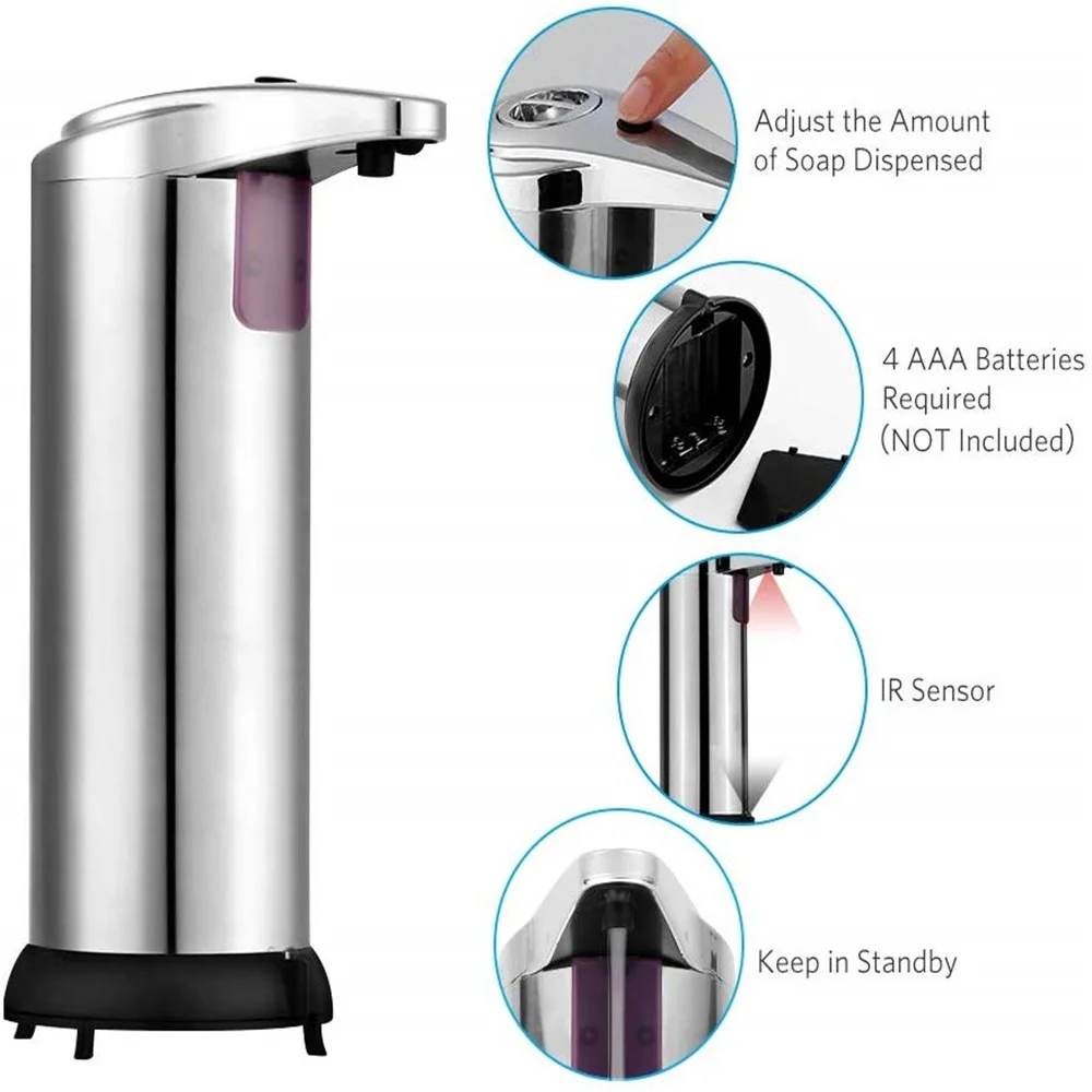 Автоматический диспенсер для жидкого мыла из нержавеющей стали без рук ИК датчик