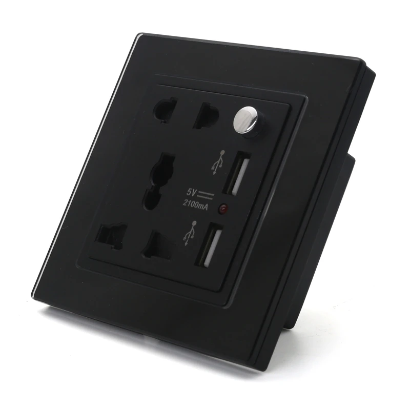 Золотая стеклянная панель 10 в универсальная розетка + 2 USB 5 такой же цвет как