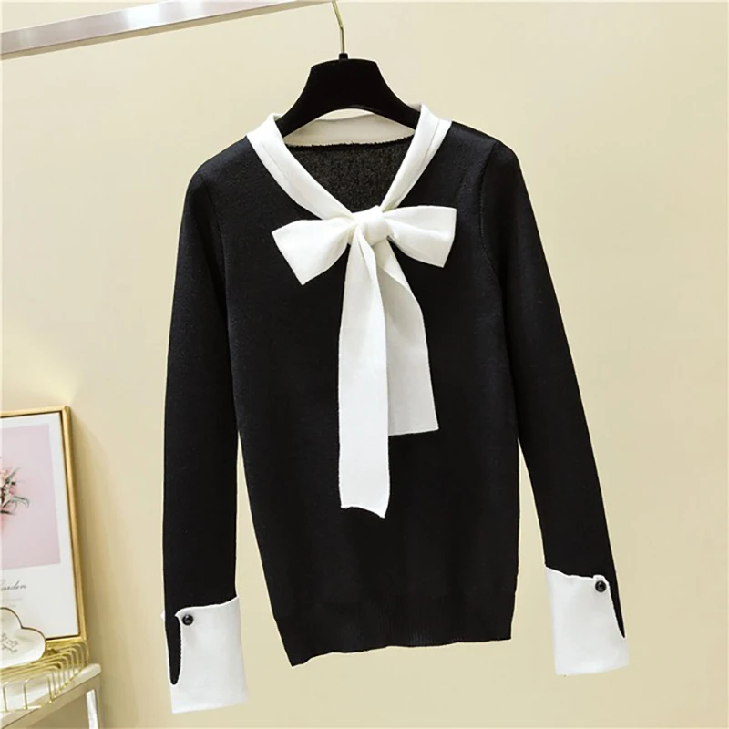 shintimes Long Sleeve Sweater Bow Knitted Winter Sueter Mujer Invierno 2019 Fall Pullovers Pull Femme Womens Clothing | Женская одежда