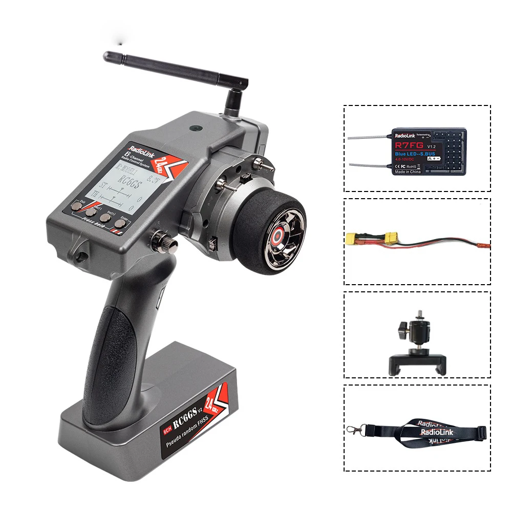 

RC6GS V2 2.4G 6Channels Radio Transmitter with R7FG Gyro Receiver Remote Controller for RC Crawler Car Boat Parts Accessory