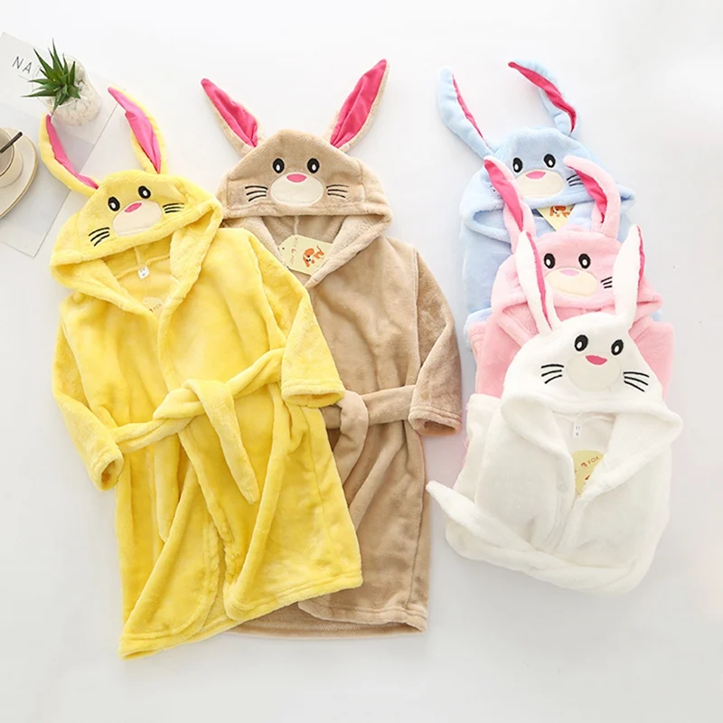 2019 г. Новые фланелевые детские халаты банный халат с заячьими ушками для