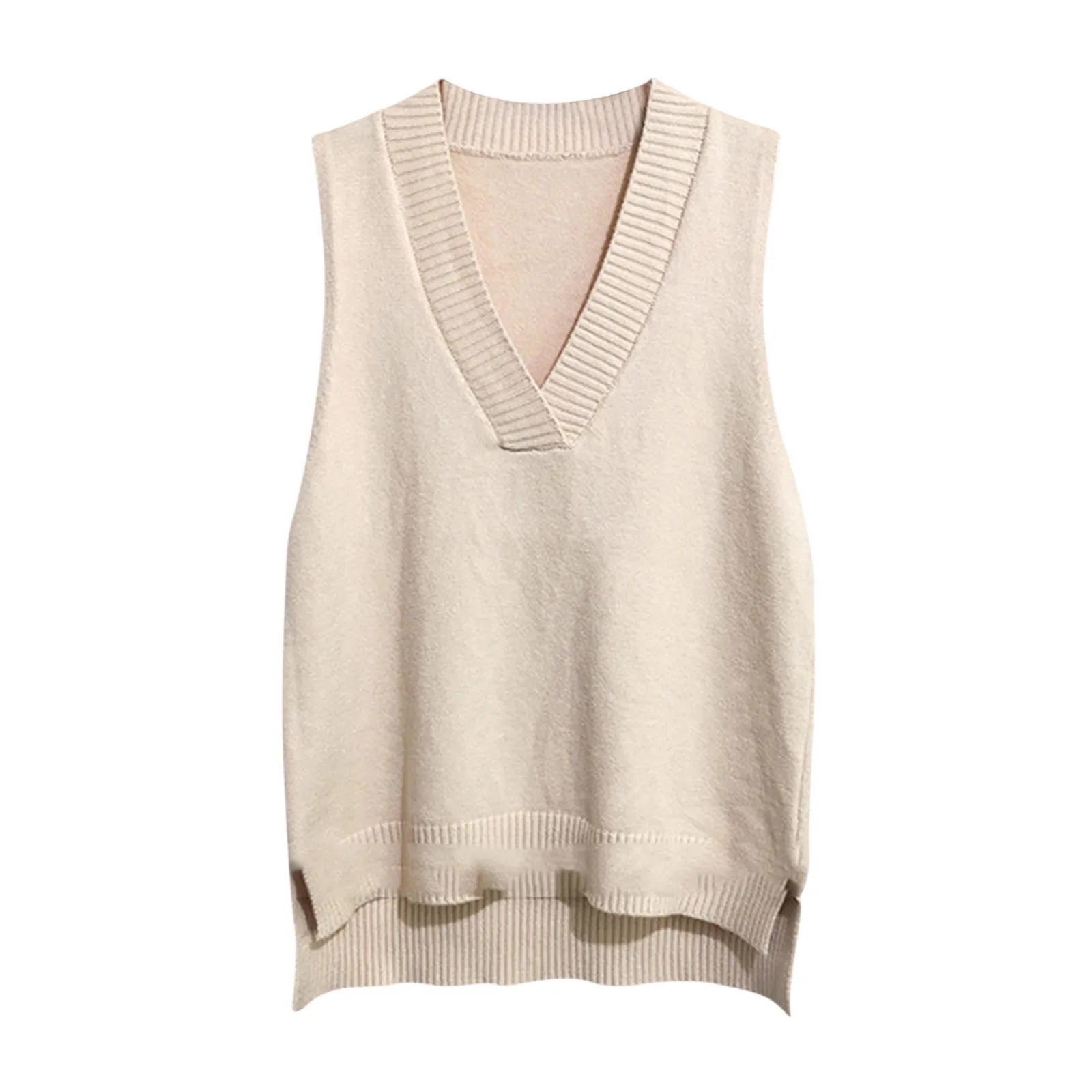 Женский вязаный свитер с V-образным вырезом модный жилет осенне-зимний Свободный