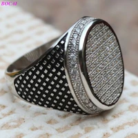bocai 2020 new 925 sterling silver jewelry male ring generous thai silver jewelry densely zircon wide mans 925 silver ring