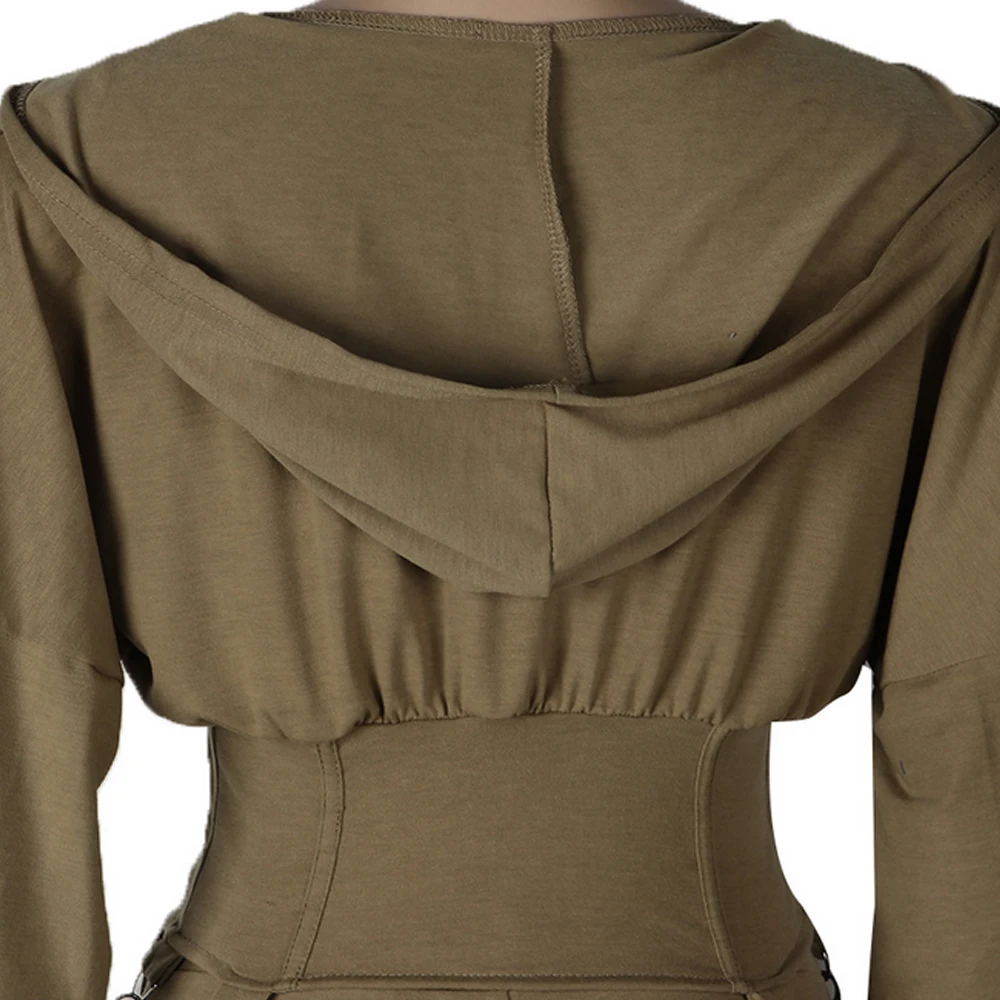 

Solid Women Zipper Corset Hoodies And Casual Pant Set Slit Bodycon Sexy Streetwear Sporty Autumn Loungewear Drawstring Tracksuit