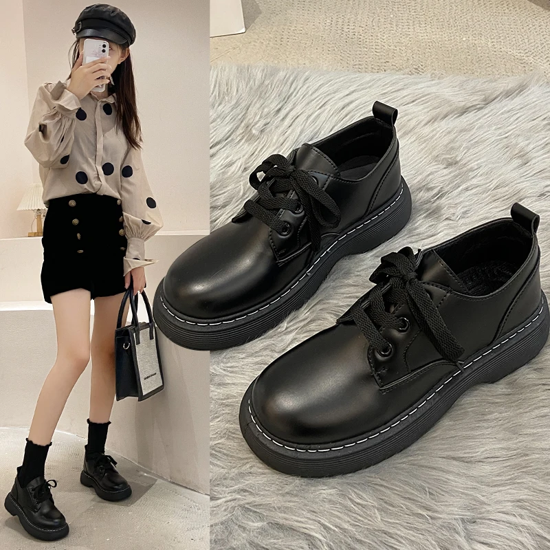 

Platform Mary Jane Shoes Round Toe Japanese School Uniform Jk Student Shoes Girls British style Women Lolita Casual Flat Shoes