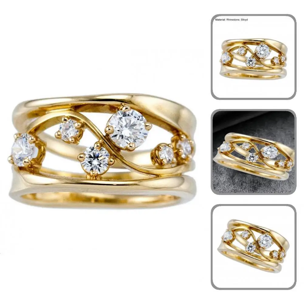 Convenient Female Ring Anti-wear Shiny Elegant Rhinestone Stone Decor Women Ring Women Ring Girls Ring