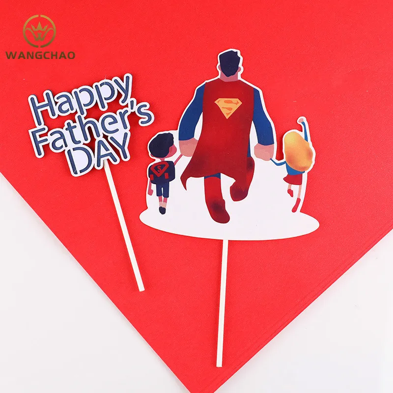 

2pcs/bag Fathers Mothers Day Cake Topper Cake Decoration Cartoon Super Dad Super Mom Theme Party Supplies Candy Bar
