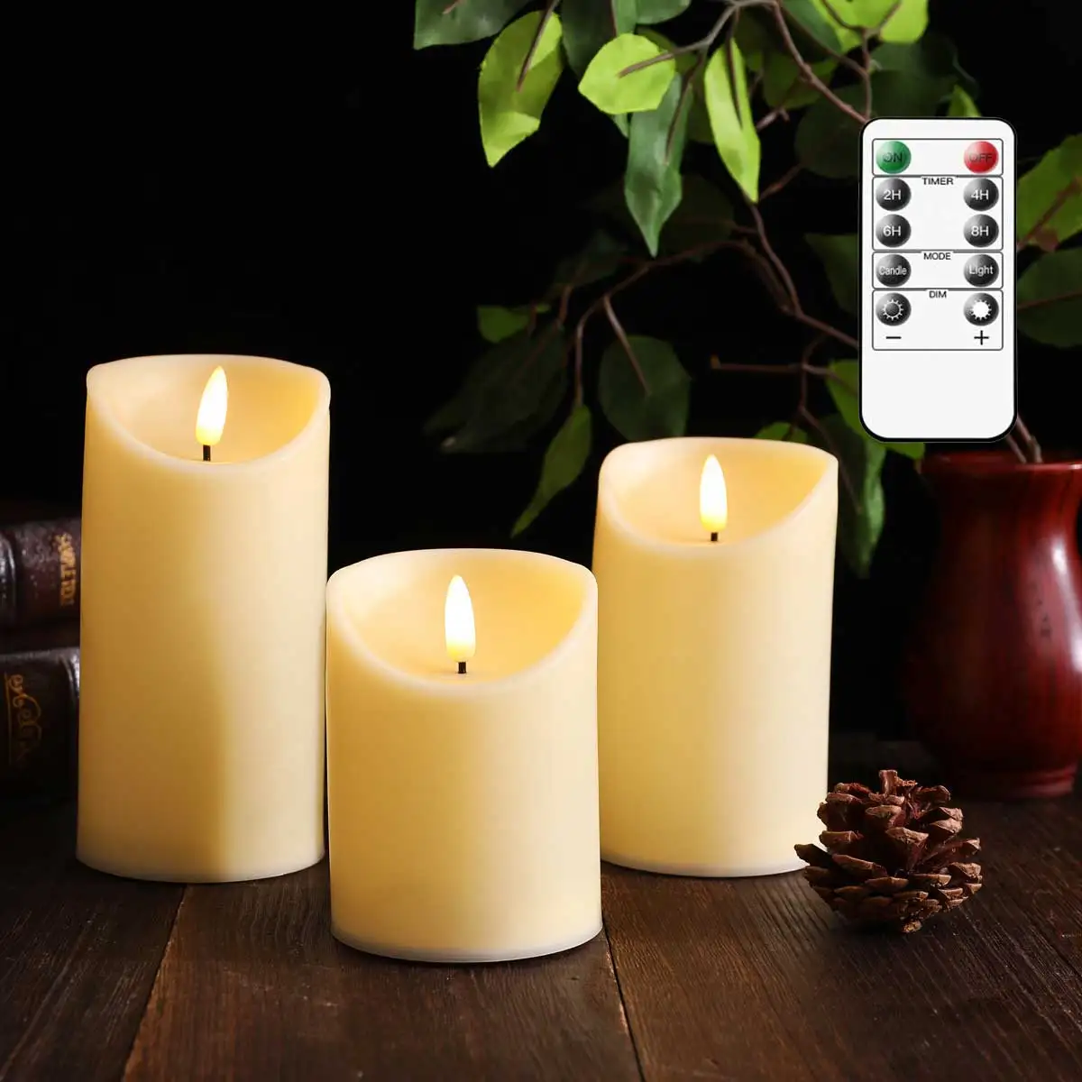 3 Pieces Electronic LED Candles With Remote,Battery Operated New Year Votive Church Easter Candles For Wedding