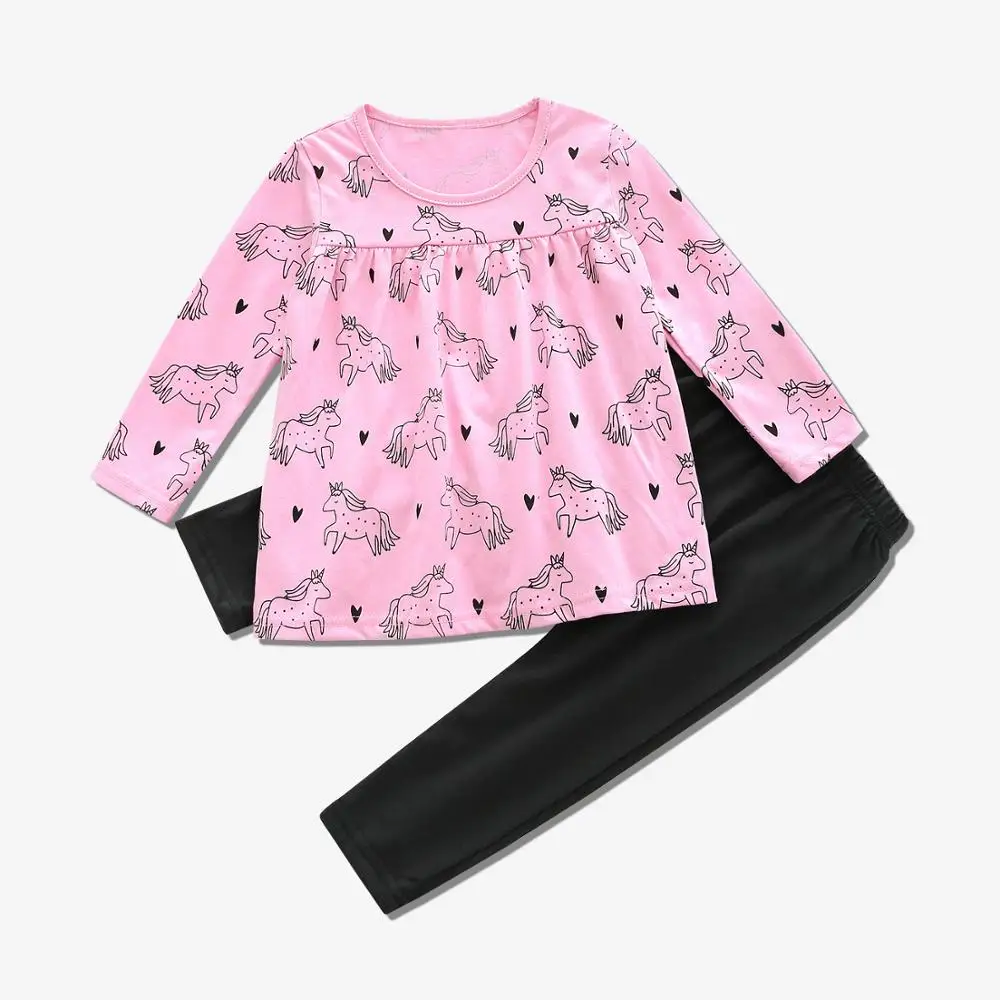 PatPat Единорог топ и брюки набор круглый воротник эластичный пояс весна осень