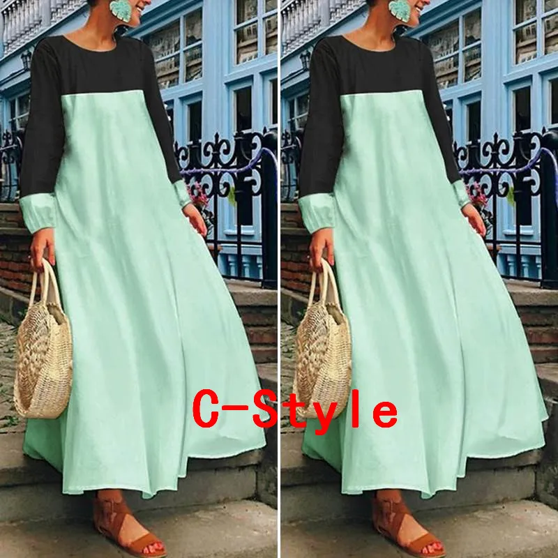 

Bohemian Women Maxi Long Dress 2021 Spring V Neck Hollow Long Lantern Sleeve Autumn Dresses Casual Loose Vestido