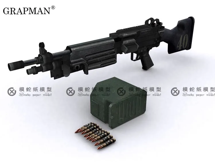 1:1 m249 светильник пулемет 3D Бумага модель оружие Пазлы ремесло Hand made