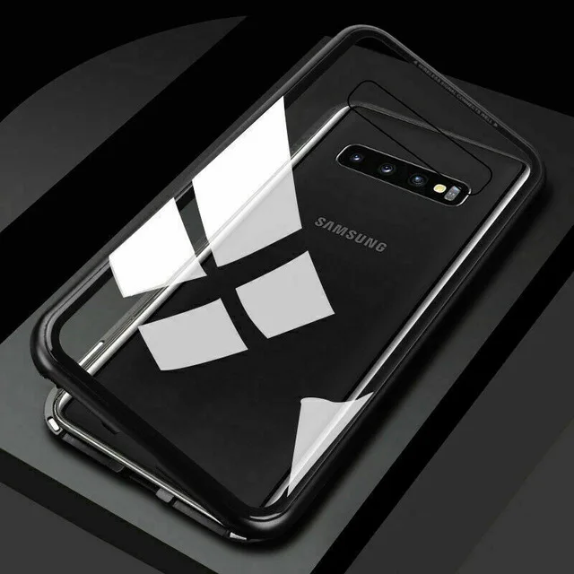 Магнитная Адсорбция металлический чехол для samsung Galaxy S10E S8 S9 S10 плюс S7 край A7 A8 A9 J4 J6 плюс Note 8 9 M20 M10 A30 A50 - Цвет: Black