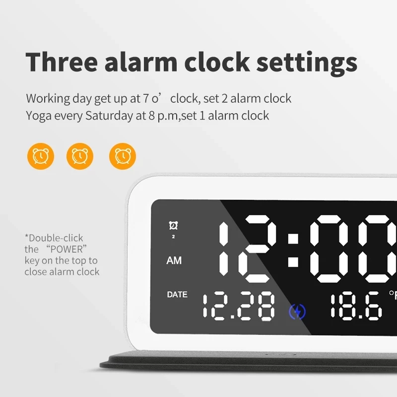 

2021Qi Fast Wireless Charger Dock Station LED Clock Telphone wireless Phone charger mobile phones that support wireless charging