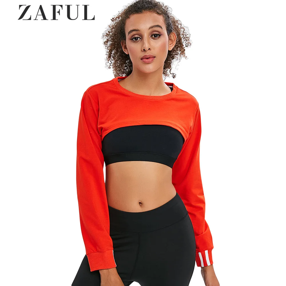 ZAFUL хит продаж модная однотонная женская укороченная толстовка с капюшоном для