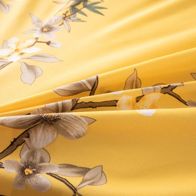 Двойная королева Размеры желтый роскошные завод покрывало с узором на