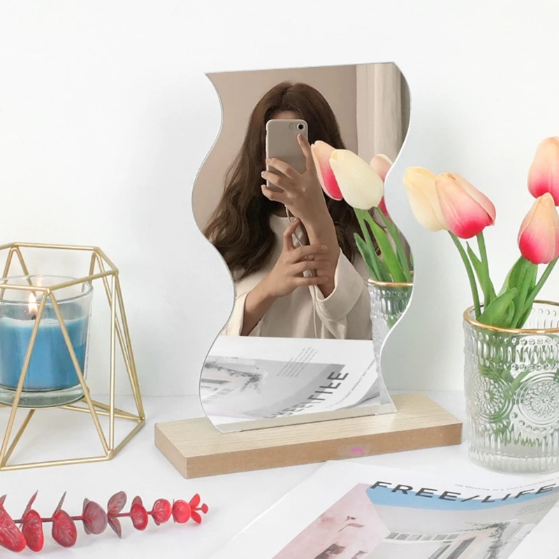 

Stylish Ins Irregular Acrylic Makeup Mirror Dormitory Room Table Top Decorative Mirror Cosmetic Rustic Beauty Desk Tools