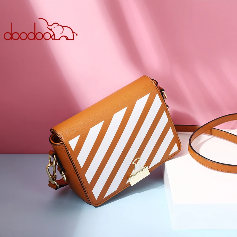 DOODOO Brand Women Bag Female Shoulder Crossbody Bags Ladies Artificial Leather 2018 Small 3 Color Fashion Stripe Messenger Bags images - 6